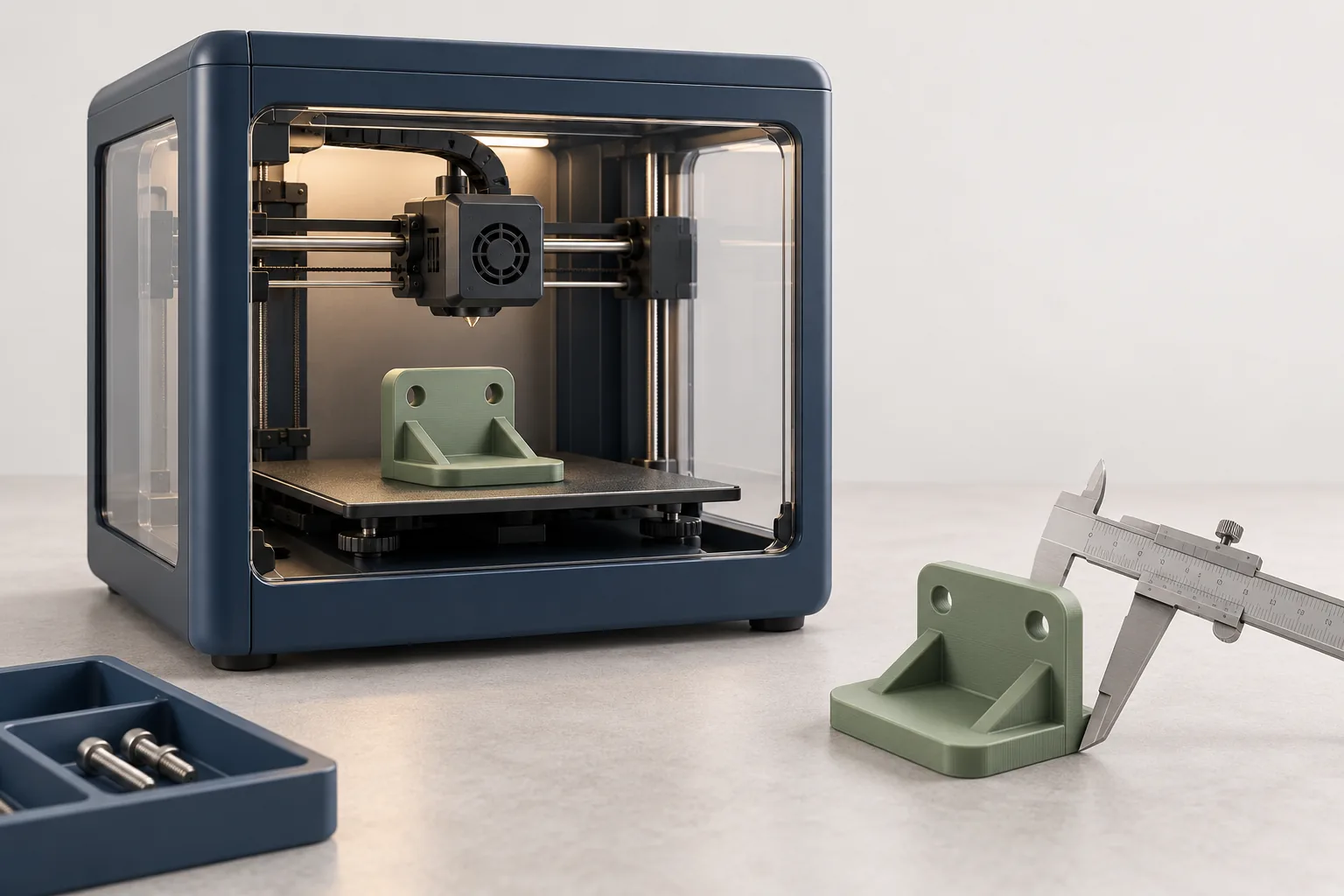 Illustration: der 3D-Drucker druckt das Teil