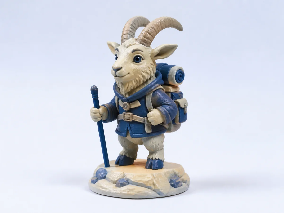 Illustrative originale 3D-gedruckte Miniatur eines Alpensteinbocks