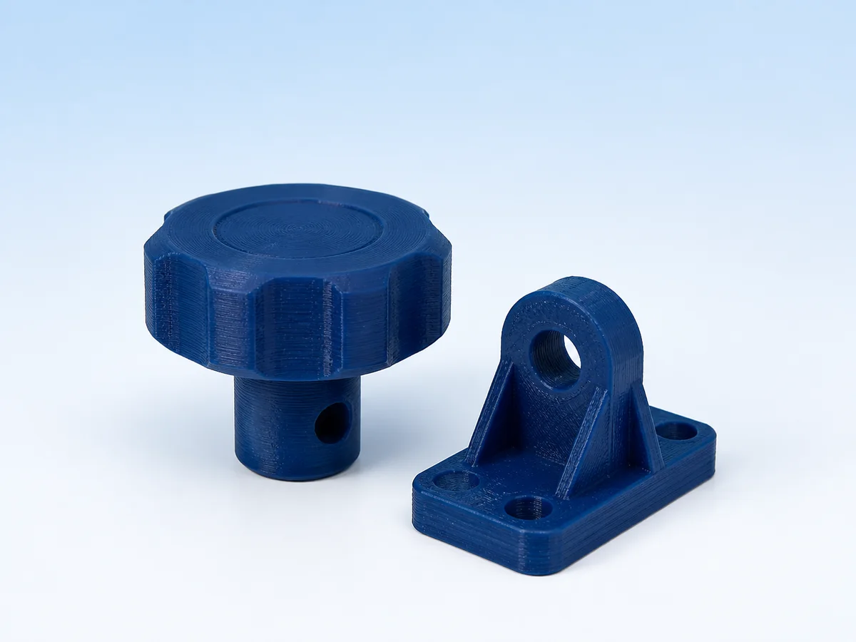 Illustratives 3D-gedrucktes Ersatzteil mit sichtbarer Schichtstruktur